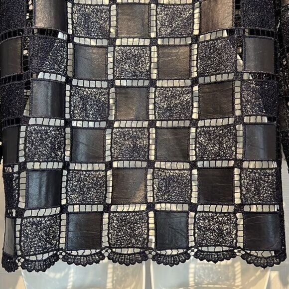 Frank Lyman Navy Blue Patchwork Design Zip Up Jacket Size Small - Picture 10 of 12